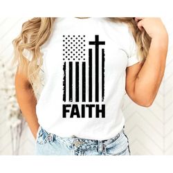 flag cross faith christian graphic tee men's t-shirt