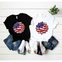 America Sunflower Shirt, USA Flag Flower Shirt, Gift For American, Freedom Shirt, Independence Shirt, Sunflower 4th Of J
