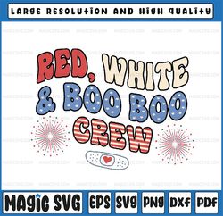 Red, White & Boo Boo Crew Pediatric Nurse Svg, 4th of July PEDS ER Nurse Svg, Patriotic PICU Rn, Independence Day Png