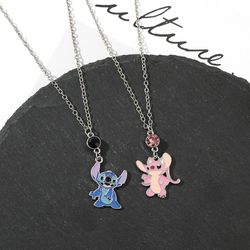 Disney Stitch Pendant Necklace Cartoon Cute Lilo and Stitch Enamel Pendant Inspired Necklace Jewelry