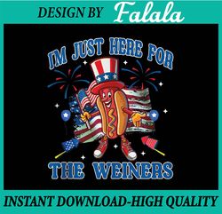 Patriotic Hot Dog I'm Just Here For The Wieners 4th Of July Png, Hot Dog USA Firework Flag, Independence Day Png