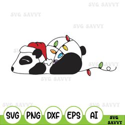 Sleeping Christmas Lights Panda Christmas Svg, Christmas Svg Files