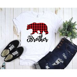 Plaid Brother Bear Shirt, Brother Gifts, Plaid Brother Shirts, Gifts For Brother To Be, New Brother, Pregnancy Reveal, B