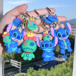 Stitch Silica Gel Keychains Cartoon Lilo & Stitch Anime Keyholder Disney Pendant Keyrings for Bag Hanging Gifts