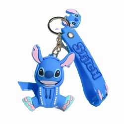Mickey Minnie Silicone Keychains Disney Donald Stitch Trend Keyrings Cartoon Doll Pendant Keyholder for Backpack