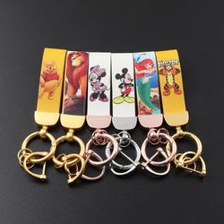 Mickey and Minnie Mouse Keychains Fashion Real Leather Rope Key Chains Disney Winnie Pooh Car Key Holder Keyring