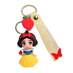 Disney Princess Cartoon Pendant Keychains Cute Snow White Elsa Belle Keyrings Fashion Key Holder for Car Key Bag