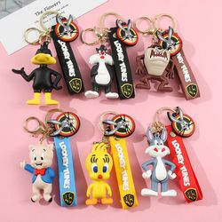 Fashion Anime Animal Series Silicone Keyhorld Disney Bugs Rabbit Keychain Bag Keyrings Pendant
