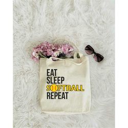 Eat Sleep Softball Repeat Bag, Tote Bag Gift, Softball Tote Bag, Reusable Bag, Softball Player Tote, Grocery Bag, Gift F