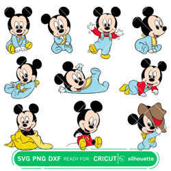 Layered Baby Mickey Svg Bundle, Instant Download, Bundle For Cricut, Silhouette Vector SVG PNG DXF Cut Files