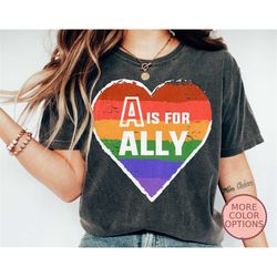 Pride Ally Shirt, Rainbow Heart Shirt, Proud Ally Shirt, Pride Month Outfit Ideas, Pride Gift Ideas, Unisex Equality Shi