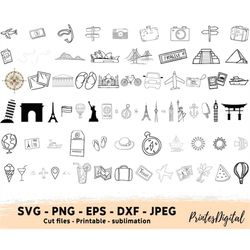 74 Travel svg bundle, 74 Travel Png, Travel svg files for cricut, travel map svg,  travel sticker png, Adventure, Airpla