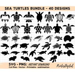 40 Sea Turtle svg bundle , Sea Turtle Svg, Sea Turtle Png, Tortoise Svg Png, Sea Turtle Clipart, Sea Turtle Silhouette,