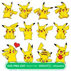 Pikachu Bundle Svg, Pokemon Birthday Svg, Birthday Party Svg, Pokemon Svg, Cricut, Silhouette Vector Cut Files