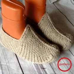 Slippers Knit Pattern PDF Woolen mens womens home shoes