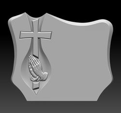3D STL Model for CNC file Tombstone Prayer Catholic cross. Size 100-120