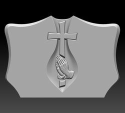 3D STL Model for CNC file Tombstone Prayer Catholic cross. Size 100-140