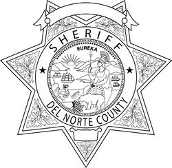 CALIFORNIA  SHERIFF BADGE DEL NORTE COUNTY VECTOR FILE Black white vector outline or line art file