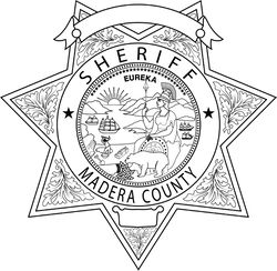 CALIFORNIA  SHERIFF BADGE MADERA COUNTY VECTOR FILE Black white vector outline or line art file