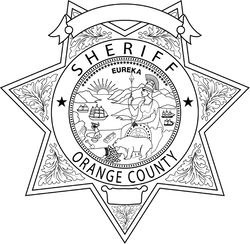 CALIFORNIA  SHERIFF BADGE ORANGE COUNTY VECTOR FILE Black white vector outline or line art file
