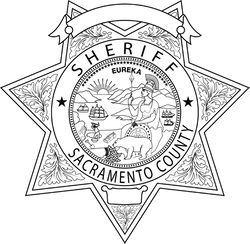 CALIFORNIA  SHERIFF BADGE SACRAMENTO COUNTY VECTOR FILE Black white vector outline or line art file