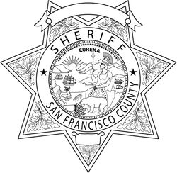 CALIFORNIA  SHERIFF BADGE SAN FRANCISCO COUNTY VECTOR FILE Black white vector outline or line art file