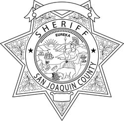 CALIFORNIA  SHERIFF BADGE SAN JOAQUIN COUNTY VECTOR FILE Black white vector outline or line art file