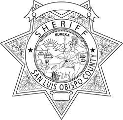 CALIFORNIA  SHERIFF BADGE SAN LUIS OBISPO COUNTY VECTOR FILE Black white vector outline or line art file