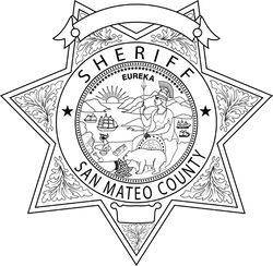 CALIFORNIA  SHERIFF BADGE SAN MATEO COUNTY VECTOR FILE Black white vector outline or line art file