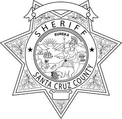 CALIFORNIA  SHERIFF BADGE SANTA CRUZ COUNTY VECTOR FILE Black white vector outline or line art file