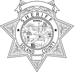 CALIFORNIA  SHERIFF BADGE SOLANO COUNTY VECTOR FILE Black white vector outline or line art file