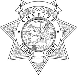 CALIFORNIA  SHERIFF BADGE TEHAMA COUNTY VECTOR FILE Black white vector outline or line art file