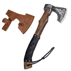 18 Inches Viking Axe,Hatchet,Hand Axe, Wood Working Tool,Camping Hatchet,Tomahawk,Bearded Axe, Leather Wrapped on Handle