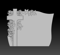 3D STL Model for CNC file Tombstone with Roses and Cross