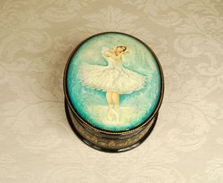 White Swan ballerina lacquer box Swan Lake collectible art for order