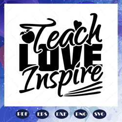 Teach love inspire svg, teacher day svg, teacher svg, teacher gift, teacher shirt, teacher appreciation, school svg, app