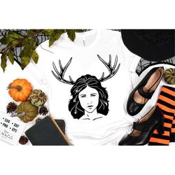 Girl and anlers svg, Halloween svg, Happy Halloween svg, Witch svg