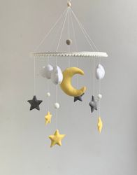 Baby Gender Neutral. Yellow Cloud Baby Mobile