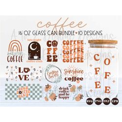 coffee glass can svg bundle, retro coffee can wrap svg, boho glass can svg, can svg, beer can wrap svg, libbey 16 oz can