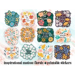 Floral printable stickers png, inspirational sticker png, print and cut sticker, cricut stickers, packaging sticker png,