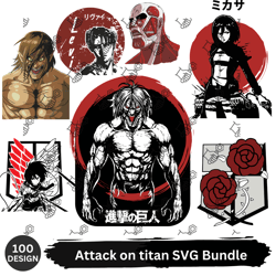Attack on titan singeki no kyojin SVG Bundle 100 Designs PNG, SVG, EPS, SVG