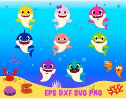 NEW Baby shark Svg, Baby shark christmas, Baby shark birthday, baby shark family, Baby shark svg, png, eps, dxf, pdf