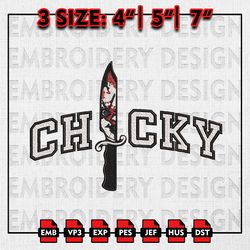 Chucky In Knife Embroidery files, Horror Characters Embroidery Designs, Halloween Machine Embroidery Pattern