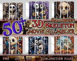 All New 3D Styles Horror Skeleton Movie For Straight & Tapered Tumbler Design Bundle, 3D Halloween 20 oz Skinny Tumbler