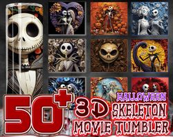 All New 3D Styles Horror Skeleton Movie For Straight & Tapered Tumbler Design Bundle, 3D Halloween 20 oz Skinny Tumbler