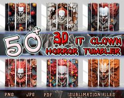 All Hot 3D Styles Horror Clown For Straight & Tapered Tumbler Design Bundle, 3D 20 oz Halloween Movie Skinny Tumbler Des