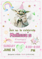 Editable Baby Yoda Birthday Invitation