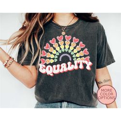 Equality Shirt, Rainbow Heart Tees, LGBT Mom Apparel, Pride Parade T-Shirt, Queer Tee, Rainbow Gay Pride Shirts(PRID84)