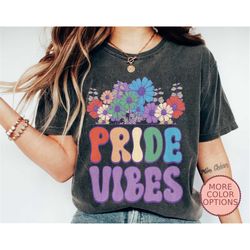 Pride Vibes Shirt, Gifts For Bisexual, Funny LGBT Pride Apparel, Rainbow Flag Clothing, Queer Pride Month Shirts(PRID73)