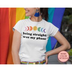 Being Straight was My Phase Shirt, Gay Pride TShirt, Funny LGBT T-Shirts, Queer Power Shirt, Pride Gift Ideas (AP-PRI2)